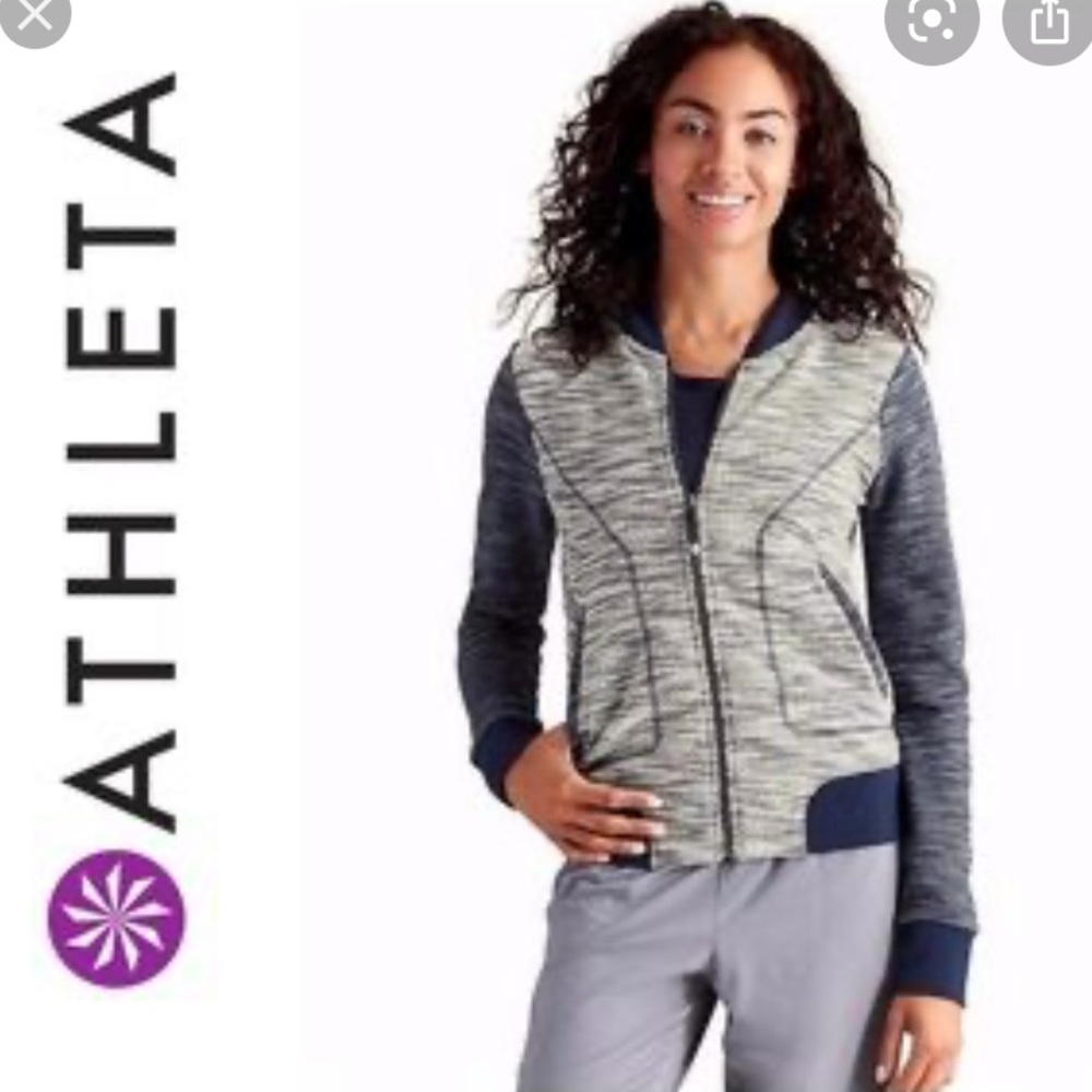 NWOT-Athleta Bombastic Jacket in Heather Gray/Blue